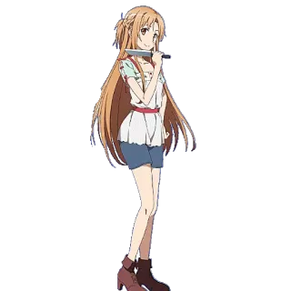 😠 Asuna Yuuki Sword Art Online อาสึนะ, ยูกิ, ซอร์ดอาร์ตออนไลน์, อนิเมะ, ตัวละคร, ดาบ, อาวุธ telegram sticker