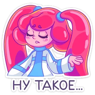 😒 НУ ТАКОЕ... Dessin animé, Mignon, Cheveux roses, Autocollant, Expression, Déçu(e) whatsapp sticker