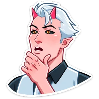 🤔 恶魔, 动漫, 插画, 卡通, 贴纸, 角色, 角, 精灵耳朵 telegram sticker