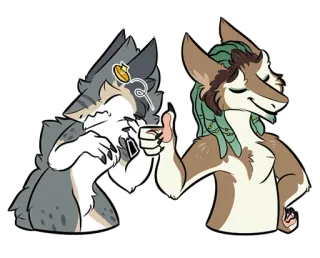 😝 furry, anthropomorphic, cartoon, animal, dog, thumbs up telegram sticker