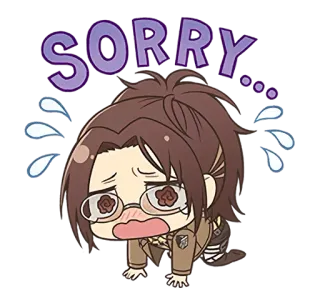🙏 Hanji Zoe Attack on Titan SORRY Anime, Desculpa, Triste, Lágrimas, Hanji Zoe, Ataque dos Titãs telegram sticker