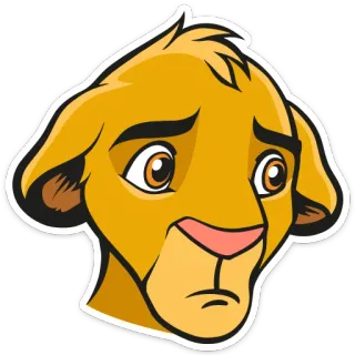 😔 Simba The Lion King Симба, лев, львенок, мультфильм, грустный, Дисней whatsapp sticker