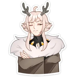 😞 anime, sticker, deer, antlers, fantasy, character, elf telegram sticker