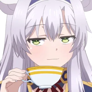 😎 Anime, Ragazza, altezzosa, Tè, Kawaii, Carino, capelli bianchi, Fantasy whatsapp sticker