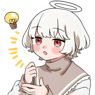 💡 ピラリ อนิเมะ, ไอเดีย, หลอดไฟ, คิด, คาวาอิ, น่ารัก telegram sticker