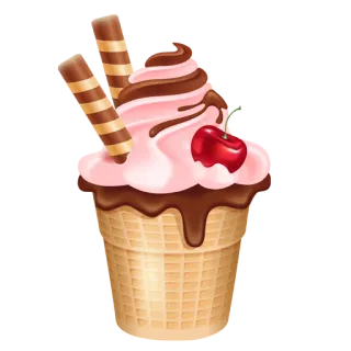 🍦 мороженое, десерт, сладкое, лакомство, рожок, вишня, вафля, шоколад telegram sticker
