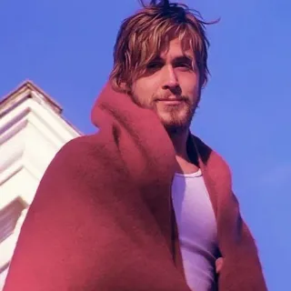 😋 Ryan Gosling attore, celebrità, uomo, rosso, coperta telegram sticker