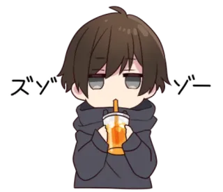🥤 ズズズー anime, manga, cartoon, drinking, cute telegram sticker