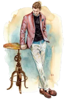 😞 homme, mode, style, aquarelle, blazer, mannequin homme telegram sticker