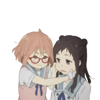 😠 anime, friendship, girls, cartoon whatsapp sticker