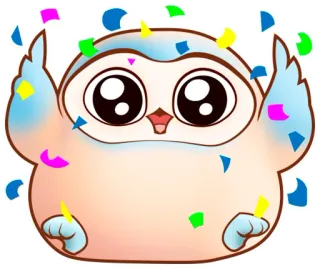 🎊 sowa, konfetti, święto, słodki, ptak, impreza telegram sticker