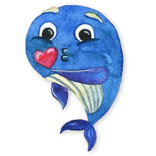 😘 baleine, mignon, animal, mer, océan, cœur telegram sticker