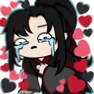 ➖ anime, crying, hearts, emotional, cartoon telegram sticker