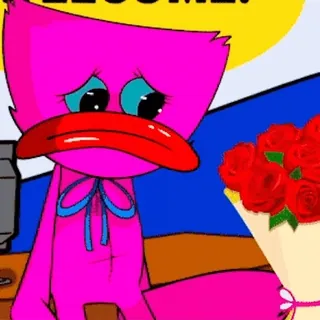 🌹 Huggy Wuggy huggy wuggy, poppy playtime, triste, dessin animé, rose, monstre telegram sticker
