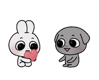 🐭 cute, animals, rabbit, dog, heart, love whatsapp sticker