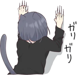 🐱 ガリガリ cat, anime, scratch, cute, animal, girl telegram sticker