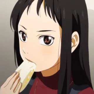 🎹 anime, chica, comiendo, comida, pelo largo, animación whatsapp sticker