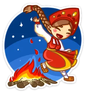 💃 budaya Rusia, pakaian adat, tari, api, kartun, perayaan whatsapp sticker