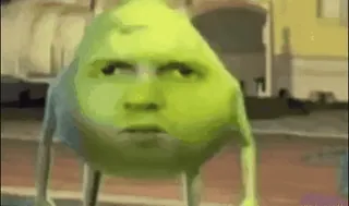 😐 Mike Wazowski mostro, divertente, meme, occhio, verde telegram sticker