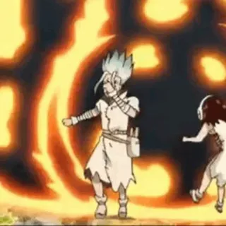 ⏱ Senku Ishigami Dr. Stone anime, dr. stone, senku, fire, scientist telegram sticker