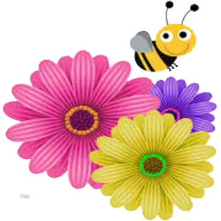 🌸 flores, abelha, margaridas, natureza, desenho animado, feliz telegram sticker