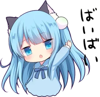 😻 ばーい ばーい anime, chibi, girl, cute, waving, kawaii whatsapp sticker