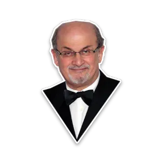 🙂 Salman Rushdie autor, retrato, escritor, pessoa, gravata borboleta telegram sticker