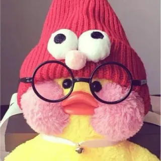 😐 canard, peluche, jouet, chapeau, lunettes telegram sticker