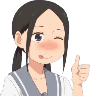 👍 Anime, Gadis, Jempol ke atas, Kartun, Ramah, Positif telegram sticker