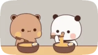 😃 urso, panda, macarrão, ramen, comendo, fofo, kawaii, comida telegram sticker