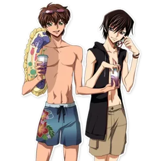 🏊 anime, beach, summer, drinks, swimwear, characters telegram sticker