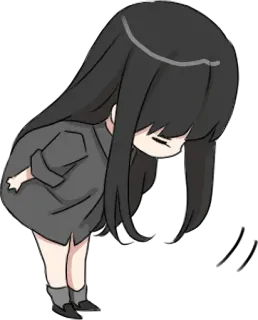 😔 garota anime, fofa, reverenciando, pedindo desculpas, chibi, mangá, estilo japonês, kawaii telegram sticker