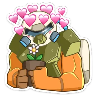 ❤️ robô, flor, corações, adesivo, personagem telegram sticker