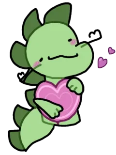 ❤️ dinosaurio, lindo, dibujos animados, corazón, amor, kawaii, pegatina telegram sticker