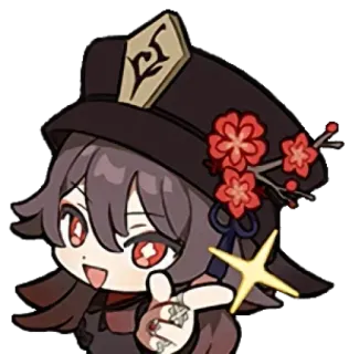 ⭐️ Hu Tao Genshin Impact Anime, Spiel, Süß, Chibi, Hut telegram sticker
