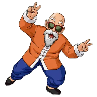 ✌ Master Roshi Dragon Ball Muten Roshi, Dragon Ball, Anime, Artes Marciales, Personaje, Dibujos Animados, Paz, Signo de la Paz whatsapp sticker
