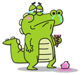 🐊 ワニ, アリゲーター, アイスクリーム, 泣く, 悲しい, 漫画 telegram sticker