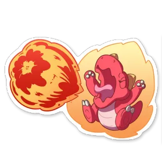 😡 Drache, Feuerball, Cartoon, niedlich, Monster, Fantasy whatsapp sticker