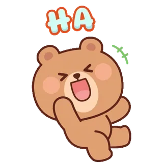 🍭 HA медведь, смех, счастливый, мультфильм, милый whatsapp sticker