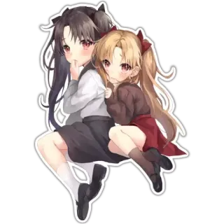 😕 Anime, Mignon, Filles, Jumelles, Dessin animé, Art, Personnages telegram sticker