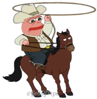 🐸 GodOfDype Cowboy, Meme, Pepe, Cheval, Dessin animé, Western, Culture web telegram sticker