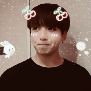 🌺 Jungkook K-Pop, BTS, Jungkook, idol, cereja, fofo, coelho telegram sticker