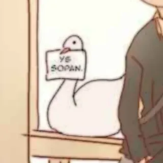 🦢 ye
sopan. pigeon, panneau, oiseau, dessin animé, animal whatsapp sticker