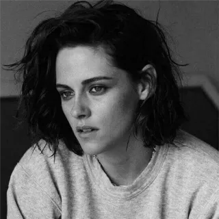☹ Kristen Stewart aktris, selebriti, wanita, potret, hitam putih, orang whatsapp sticker