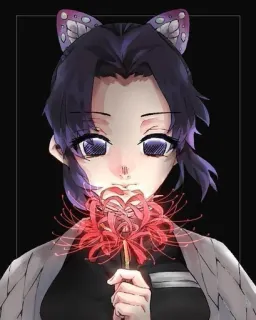 ⭐ Shinobu Kocho Demon Slayer anime, demon slayer, shinobu kocho, butterfly, red spider lily, manga, portrait whatsapp sticker