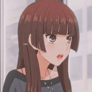 💜 Anime, Ragazza, Cartone animato, Ritratto, Bruna, Carina telegram sticker