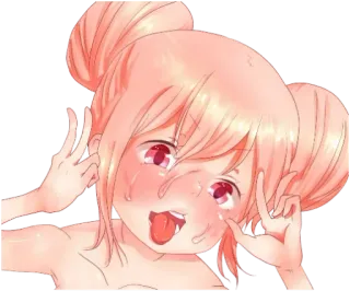 😝 anime, girl, cartoon, face, pink telegram sticker