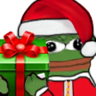 🎁 Pepe the Frog christmas, pepe the frog, meme, holiday, present, santa hat, cartoon, frog whatsapp sticker