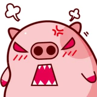😡 cochon, en colère, dessin animé, mignon, animal, rose whatsapp sticker
