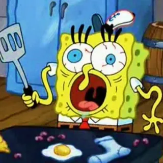 🥴 SpongeBob SquarePants cartoon, spongebob, kitchen, cooking, scared telegram sticker